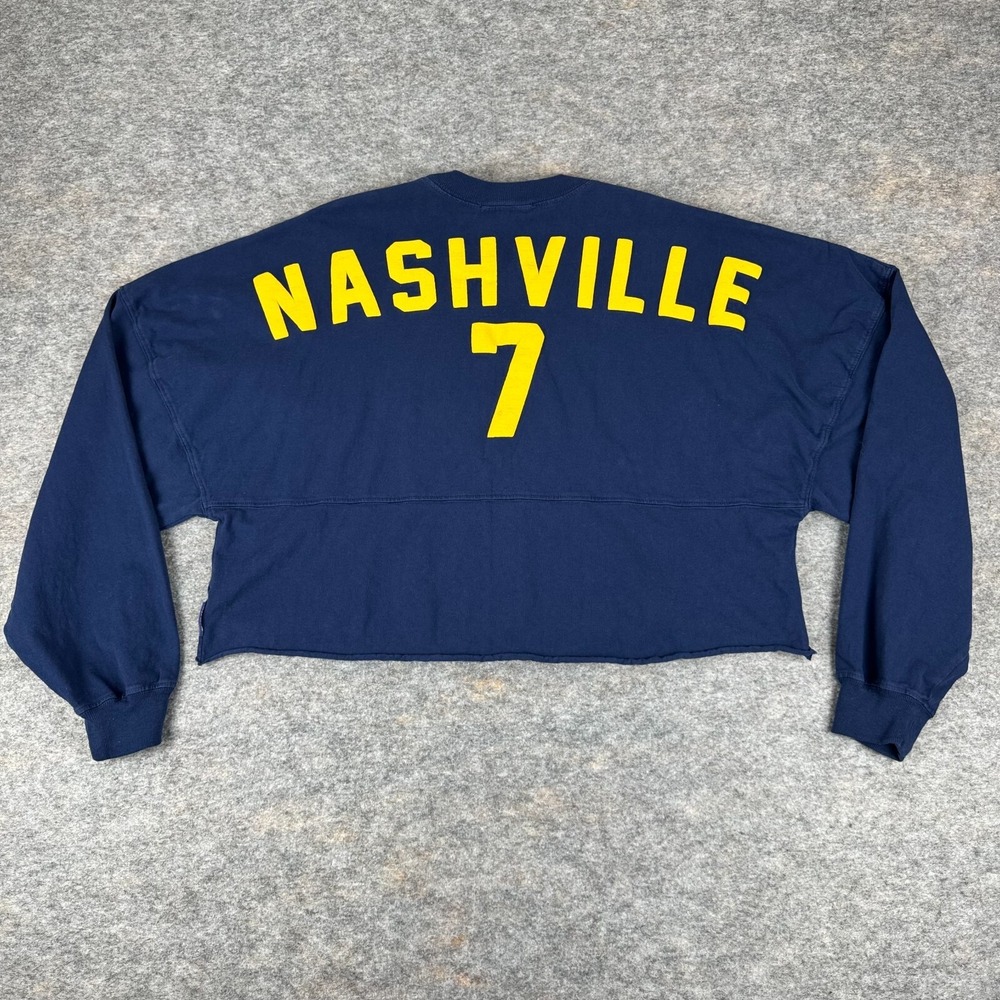 Spirit Jersey Nashville Predators Crop Cropped Top Shirt Blue Womens Small S